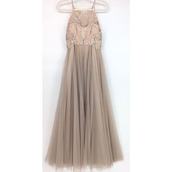 Watters Carly Lace Sequin Bodice Sheer Tulle Skirt Maxi Bridal Formal Event Gown - Picture 10 of 15